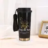 Caneca de Café Personalizada com Lírio-do-Vale para Negócios, Garrafa Térmica de Aço Inoxidável 316 na Moda com Alça de Transporte, Copo Portátil de Uso Duplo