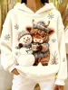 Novo moletom de flanela feminino para o dia a dia com um design fofo de cachorrinho, confortável e casual, perfeito para o outono e inverno