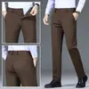 Pantalones Casuales Marrón Oscuro Nuevos Otoño/Invierno 2026 para Hombres de Mediana Edad, Pantalones de Hombre Rectos Elásticos, Traje de Negocios, Pantalones Largos Antiarrugas
