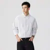 Camisa de Negocios a Rayas Ligera para Hombre, Manga Larga, Sin Planchar, Temporada de Primavera, Camisa Chaqueta con Cuello de Solapa, Nuevo Top Versátil 2026