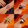 2025 Novo Elemento de Halloween Abóbora Fantasma Pulseira Design Feminino Colorida Elástica com Contas Pulseira Atacado