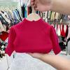 [En stock] Suéter de cuello alto medio para niños, camisa base para bebé niña, abrigo de manga abullonada de moda para niños, nuevo color sólido
