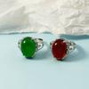 Anillo de ágata verde rubí calcedonia anillo femenino abierto estilo nacional sentido del diseño de moda europeo y americano incrustado cristal