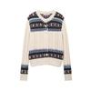 Outono e inverno de 2024 novo estilo europeu e americano moda feminina casual cardigã de malha com jacquard simétrico de botões único gola redonda