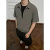 Camisa de Rayas Verticales con Cuello en V Falsa de Dos Piezas para Hombre, Camisa de Manga con Dobladillo Elástico de Verano, Camiseta Casual Suelta Elegante para Hombre