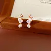 Pendientes de Perla Ovalada con Circonitas y Tachuelas Plateadas, Estilo Minimalista, Moda Personalizada, Pendientes Sencillos, Lujo Ligero, Pendientes de Alta Gama