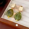 Pendientes Cuadrados Plegados Forma de Gota Aguja de Plata Pendientes de Botón Retro Lujo Ligero Gama Alta Pendientes Exagerados Transfronterizos Europeos y Americanos