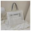 Bolsa Transparente Transfronteriza para Mujer, Nuevo Modelo Más Vendido, Bolso Tote Simple de Hombro Cruzado de PVC, Bolso de Mano con Letras Estilo Coreano Ins