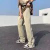 Jeans de Estilo Americano High Street Teñidos de Barro Amarillo para Hombre Verano Diseño de Nicho Lavado Vintage Rectos Sueltos Pantalones Negros