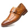Sapatos de Couro Formal para Novos Negócios Transfronteiriços Estilo Britânico Bico Fino Sapatos de Couro da Moda Padrão Crocodilo Fivela Lateral Casual Versátil Sapatos Masculinos