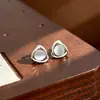 Brincos Triângulo Geométrico de Prata Pura 999 com Pedra Olho de Gato para Mulheres, Brincos Mobius Simples Estilo Coreano, Joias de Orelha de Alta Qualidade