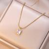 Collar para Mujer, Acero de Titanio Moderno y Simple, Conservación del Color, Forma de Cubo de Azúcar, Diamante Cuadrado, Zircón Brillante, Collar Estilo Coreano y Japonés