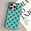 Lista de comércio exterior: Capa de celular estilo coreano verde menta com bolinhas para Apple 16 Pro, película de camada dupla iPhone 17 capa anti-queda
