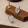 Nuevos Pendientes de Aro con Cruz de Línea de Circonita Personalizados para Mujer, Diseño Elegante y de Moda, Pendientes Versátiles de Temperamento Minimalista Estilo Ins