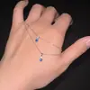 Collar Colgante Mini Diamante Aguamarina de Plata de Ley S925 para Mujer, Versátil, Pequeño, Exquisito y Extremadamente Pequeño Cadena de Nariz Clavícula