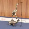 Tartaruga Grúa Sólida Vintage Latão Tartaruga Grúa Objeto Antigo Escultura Antiga Decoração de Animal de Estimação para Chá Artesanato de Mesa Pequenos Ornamentos