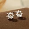 Pendientes de plata esterlina S999 bajo el árbol baniano, hechos a mano, con orificio para la oreja para uso diario, antibloqueo, simples, sin decoloración, mini clavos para el hueso de la oreja.