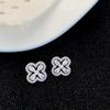 Pendientes de flor de circón estilo francés con destellos, exquisitos pendientes pequeños para mujer, ligeros, de lujo, elegantes, chapados en cobre y oro.