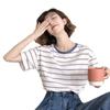 Camiseta de Manga Corta para Mujer 2025 Nuevo Verano Estilo Universitario Holgada Adelgazante Rayada Top de Estudiante Camiseta de Mujer Tendencia Ins