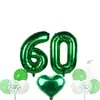 Conjunto de balões verde e branco com tema de floresta para 18º aniversário transfronteiriço, faixa de aniversário colorida em blocos, balões metalizados de número, decorações para festa de maioridade