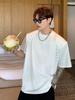 Camiseta Masculina de Manga Curta com Estampa de Senso High-End Nicho Verão Solta Puff Elegante Gola Redonda Meia Manga Top Marca de Moda Colete de Algodão Puro