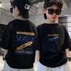 Camiseta blanca de verano de manga corta de algodón para niños, estilo nuevo de 2023, talla mediana-grande, de moda para niños.