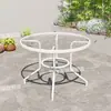 Mesa de Comedor Redonda Plegable Blanca de Vidrio Templado para Exteriores, Mesa de Comedor para el Hogar con una Mesa y Dos Sillas, Mesa de Té Pequeña para Balcón
