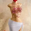 Cadena Corporal de Perlas Hecha a Mano AYJ - Top Halter de Cristal Bohemio - Perfecto para Sesiones de Fotos y Ambiente de Vacaciones