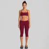 Conjunto de ropa de yoga transfronterizo con sujetador deportivo de cuello halter con sensación de segunda piel y conjunto de pantalones de fitness de secado rápido de cintura baja para correr y ciclismo al aire libre
