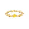 Pulsera de Plata S925 Loto Dorado Ruyi Citrino para Mujer, Lujo Ligero Nuevo Estilo Chino Pulsera de Loto, Regalo para Mejores Amigas, Joyería para Manos