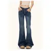 Jeans Lavados de Estilo Americano de Tiro Bajo para Mujer, Novedad de Principios de Otoño, Corte Delgado, Favorecedores, Versátiles Pantalones de Campana para Chicas Modernas