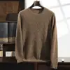 Suéter Masculino de Cashmere Outono Inverno Novo Gola Redonda Pulôver Moda Casual Solto Suéter de Lã Cor Sólida Camada Base Tricô