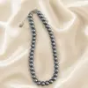 Colar criativo de contas redondas pérola preta feminino estilo escuro doce legal joia estilo sem gênero moda masculina e feminina joia da moda