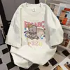 Hiphop2025 Verão Camiseta Solta Doce e Fresca Estampa de Desenho com Letras Manga Curta Estilo Casual Top para Mulheres Ins