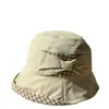 Chapéu de Balde Patchwork Xadrez Casual Novo Estilo Coreano Que Faz o Rosto Parecer Menor, Chapéu de Sol Versátil para o Verão, Chapéu de Balde com Proteção Solar