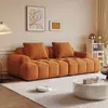 Sofá de Couro Estilo Creme para Arranhar Gatos para Apartamentos Pequenos, Salas de Estar, Casas de Aluguel, Sofá Minimalista de Linhas Retas em Tecido Puff