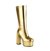 Botas de Cavaleiro de Comércio Exterior Europeias e Americanas 482024 Novas Botas de Desejo de Água na Sola Botas de Salto Alto do Ano Taichung Grossa Tamanho Grande 40 Mulheres Grossas