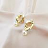 Pendientes de perlas geométricas con aguja de plata S925 en oro de 18 quilates, diseño de nicho, pendientes de estilo frío de alta calidad, pendientes elegantes