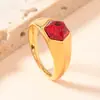 Anillo de acero inoxidable europeo y americano para fundición de joyería hexagonal con incrustaciones de diamante unisex moda personalidad anillo de acero de titanio