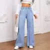 Jeans para mujer transfronterizos de Amazon Wish 2026 nuevos vintage fluidos rectos holgados de pierna ancha pantalones largos modernos