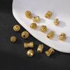 Cuentas huecas de circonita con incrustaciones de oro que conservan el color, cuentas de barril de aleación chapadas en oro, cuentas de barril hexagonales, cuentas sueltas