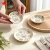 Plato Plano de Melamina Estilo Japonés Plato Redondo Fibra de Bambú Dibujos Animados Lindos de Alto Valor Plato sin Borde Plato con Patrón Personalizado con Tu Propio Diseño