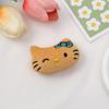 Estampado de leopardo de dibujos animados cuero negro tacón de gatito felpa DIY hecho a mano accesorios para anillo de pelo cuerda para el pelo pasador broche accesorios al por mayor
