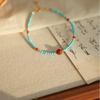 Pulsera Guofeng estilo chino Nanhong de magnesita natural y turquesa, muy fina, de 2 mm.