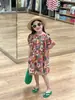 Ropa coreana para niños de verano 2024 nuevo vestido floral dulce estilo pintura al óleo estilo pastoral vestido de princesa para vacaciones