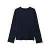 Camiseta Lavada Estilo Japonés Perezoso Nueva de Principios de Otoño para Mujer de ABOUTSEA, Corte Holgado con Hombros Caídos, Algodón de Bambú, Top de Manga Larga con Borde Rizado