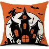 Funda de Almohada Halloween Calabaza Divertida Transfronteriza Amazon Estampado de Lino Funda Decorativa para Cojín de Sofá del Hogar