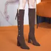Botas altas de tacón estilo británico hasta la rodilla, botas de montar para mujer, nueva colección otoño/invierno 2026, punta fina elegante, tacón grueso, botas largas