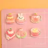 Acessórios de brinquedo de comida em miniatura de simulação de resina, série de chá da tarde de morango, peças para DIY de presilha de cabelo, capa de celular e acessórios decorativos