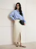 Falda recta versátil de estilo coreano retro, suave y casual, con abertura para mujer, nueva falda vaquera holgada de cintura alta para primavera-verano